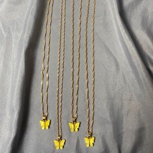 Butterfly Pendant Necklace in Yellow